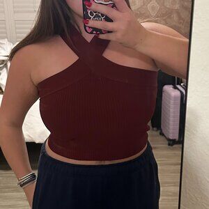 Maroon Crossover Top Size Large
